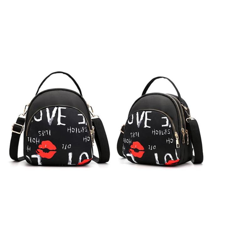 Yogodlns Trendy New Nylon Backpack For Women Multifunction Shoulder Crossbody Bag Printing Waterproof Rucksack Travel Lady Pack