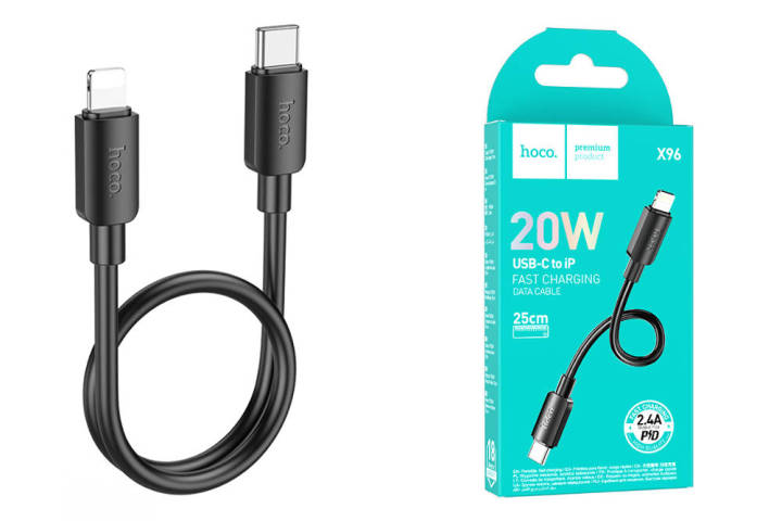 HOCO X96 PD20W USB Type-C to Lightning cable 0.25m - (black)