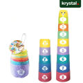 【Krystal】Stacking Cups Toy with Mesh Bag – 8 Colorful Cups, Numbers & Letters, Educational Play for Kids.