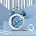 4-Inch Twin Bell Alarm Clock Metal Frame Silent Non-Ticking Quartz Table Clock Round Home Decor Pointer Clocks with Backlight. 
