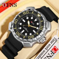 OFNS Waterproof Watch Silicone Fashionable Watch Minimalist Waterproof Electronic Quartz Men Watch NS1301-3. 