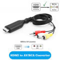 HDMI to AV Scaler Adapter HD Video Composite Converter Box HD to RCA AV/CVSB L/R Video 1080P 4K30HZ Support NTSC PAL.