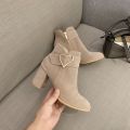 Chunky Heel Fashion Boots Love New Autumn and Winter Women's Boots All-Matching Suede Ankle Boots Fleece Lined round Toe Black plus Size Winter Boots40. 