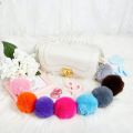 50 Pcs Pom Pom Fluffy Keyrings Soft Plush Charm Keyring Colorful Faux Fur Fluffy Keychain Ball for Women and Girls.