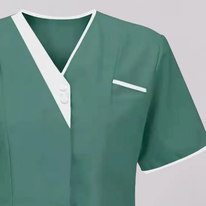 60%25HOT%20Healthcare%20Nurse%20Robe%20Nurse%20Clothing%20T-Shirt%20V%20Neck%20Pocket%20Short%20Sleeve%20Button%20Nursing%20Staff%20Uniform%20Clothing%20Beauty%20Salo%20-%20Image%207