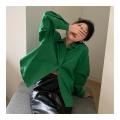 86 Design Sense Niche Long-Sleeved Shirt 2022 Autumn and Winter Korean Style POLO Collar Loose Mid-Versatile Long Sleeve Shirt Coat for Women. 