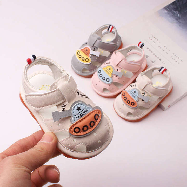 Summer New Whistle Boys' Sandals 0-1-2 Year Old Cow Muscle Sole Children's Calling Female Baby Shoes 2703