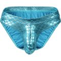 Fish Skin PU Leather Men Briefs Bikini U Convex Swim Brief Fashion Beachwear for Male.