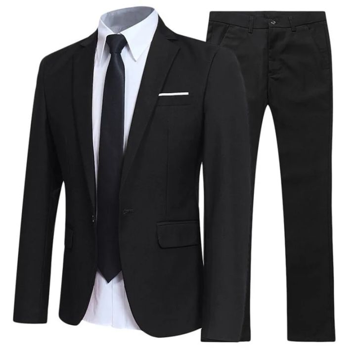 Men's British Style Elegant Blazers 2 Pieces Sets Business Shirt Pants Jacket Coat 3 Suits Formal Dress Wedding Luxury Suit