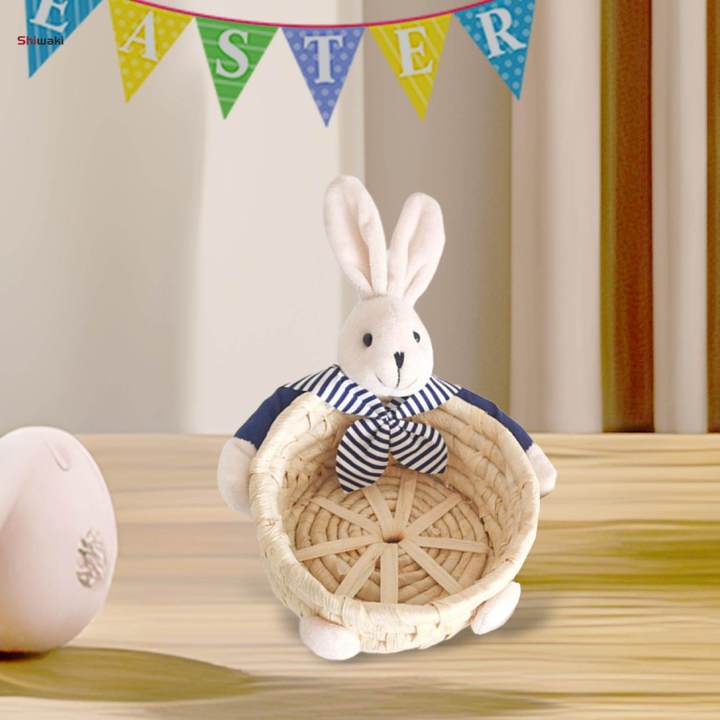 Miniature Easter Rabbit Basket Candy Gift Basket for Holiday Bedroom Home