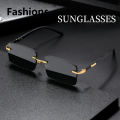 Fashions High Definition Sunglasses for Men Ladies Blue Light Blocking Eye Protection Eyewear Rimless Square Frame Eyeglasses Goggle.