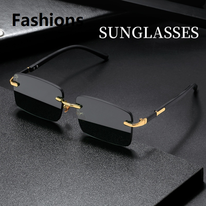 Fashions High Definition Sunglasses for Men Ladies Blue Light Blocking Eye Protection Eyewear Rimless Square Frame Eyeglasses Goggle