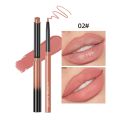 QIBEST 2pcs Lipstick Lipliner Pen Set Matte Velvet Lip Liner Pencil Contour Makeup Red Lip Stick Long Lasting Cosmetics. 