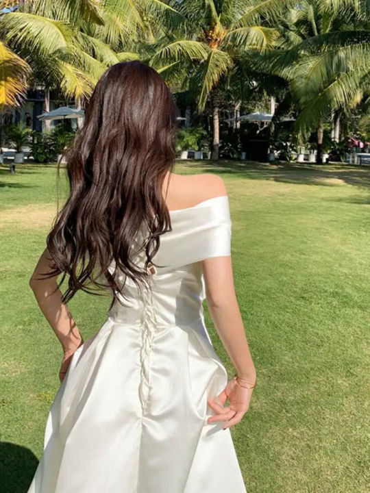 French%20White%20Off%20Shoulder%20Sexy%20Elegant%20Bow%20Dress%20Women%20Birthday%20Evening%20Party%20Fairy%20Gowns%20Dresses%20Sweet%20Fashion%202023%20Summer%20Boho%20-%20Image%205