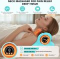Electric 4-in-1 EMS Neck Massager with Heat, 3 Modes, 6 Intensities Wireless Rechargeable Massage Pillow for Neck and Back, Neck Massage for Daily Tension Relief.