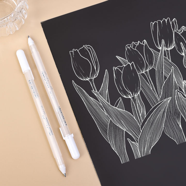 New%201/10PC%20Black%20Card%20White%20Highlight%20Marker%20Pen%20Art%20Hand-painted%20Pen%20ketch%20Pen%20for%20DIY%20Drawing%20Graffiti%20Art%20upplie%20chool%20tationery%20-%20Image%204