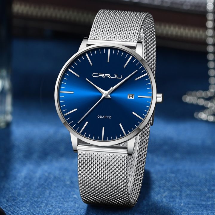 CRRJU%20Watch%20for%20Men,%20Stainless%20Steel%2040mm%20with%20Mesh%20Strap%20Mens%20Watches,Classic%20Ultra%20Slim%207mm%20Men's%20Wrist%20Watches%20Automatic%20-%20Image%204
