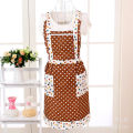 Apron Brushed Lace Edge Pastoral Korean Strap with Lining Kitchen Princess Apron. 