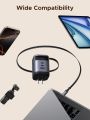 UGREEN Nexode 100W GaN USB C Retractable Charger with Built-in Cable, 3-Port Fast Charging Wall Adapter for Laptop, MacBook Pro/Air/Neo, iPhone 17/16, Galaxy S26, Pixel, iPad, MatePad, DJI Drone.
