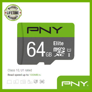 PNY Elite Class 10 U1 64GB microSD Memory Card - memory card for  Smartphones, tablets, action & surveillance cameras, drones, computers - class10 64GB Memory Card - Up to 100MB/s