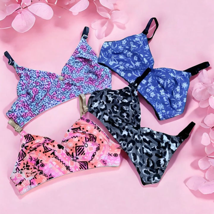 4 Piece Stylish Printed stretchable bra for Women / Multi Colour / Ladies Bra / Cotton Bra for Girls / Bra for Women