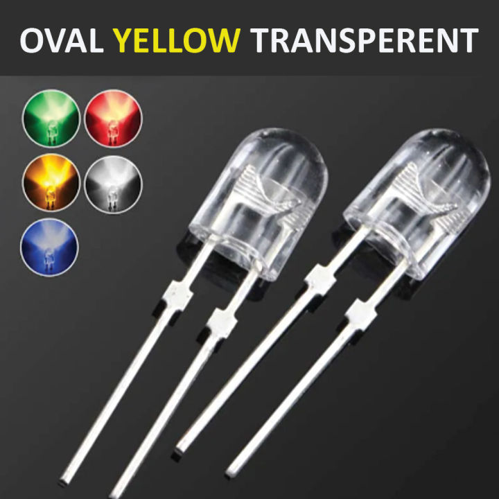Led 5mm DIP 546 Oval Transparent Ultra Bright Yellow LED