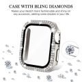 Glass+Diamond Cover For Apple watch case 40mm 44mm 41mm 45mm 38mm 42mm Bling Bumper Protector iWatch series 9 3 5 6 7 8 se case. 
