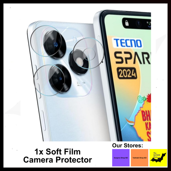 Mobile Camera Protector For Tecno Spark 20/ Spark 20C/ Spark GO 2024/ Infinix Hot 40i/ Smart 8 | Soft Plastic Clear Transparent Anti-Scratch & Anti-Fingerprint Camera Protector for Mobile