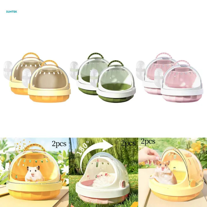 2x%20Hamster%20Carry%20Case%20Cage%20Small%20Animal%20Carry%20Case%20for%20Mice%20Squirrel%20Outdoor%20Yellow%20-%20Image%203