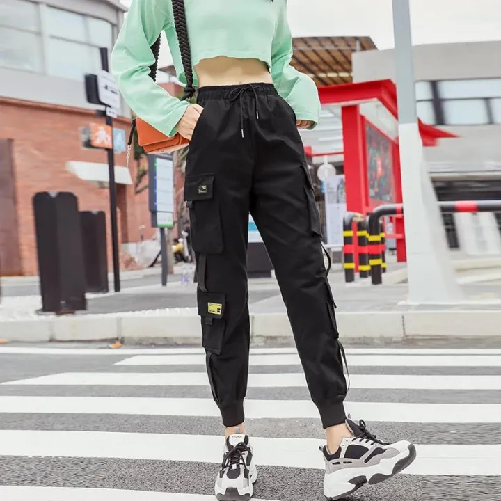 Women%20Fashion%20Streetwear%20Cargo%20Pants%20Black%20Ankle%20Length%20Elastic%20Waist%20Joggers%20Female%20Loose%20Trousers%20Casual%20Plus%20Size%20-%20Image%202