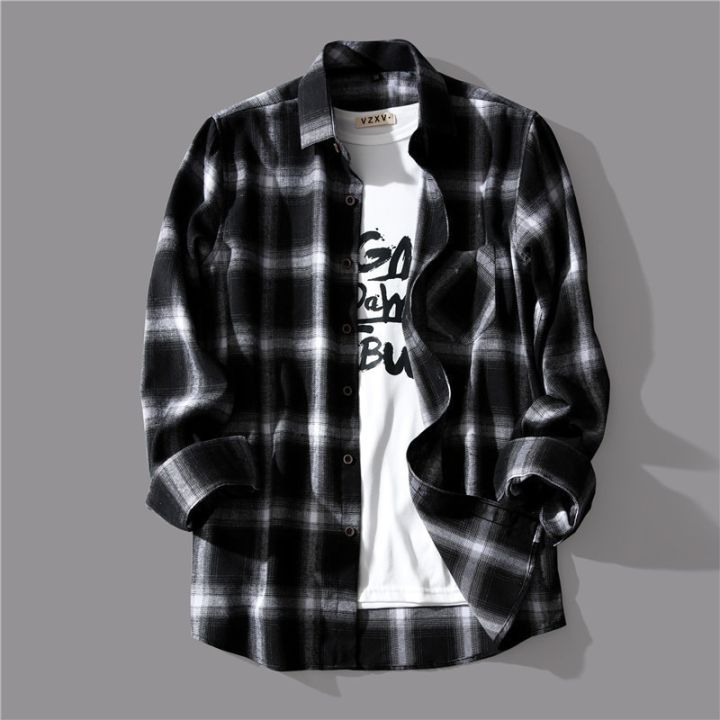 Luxury%20Business%20Black%20White%20Plaid%20Shirt%20Men's%20Korean%20Fashion%20Long%20Sleeved%20Jacket%20Collar%20Slim%20Fit%20Shirts%20And%20Blouses%20For%20Men%20-%20Image%202