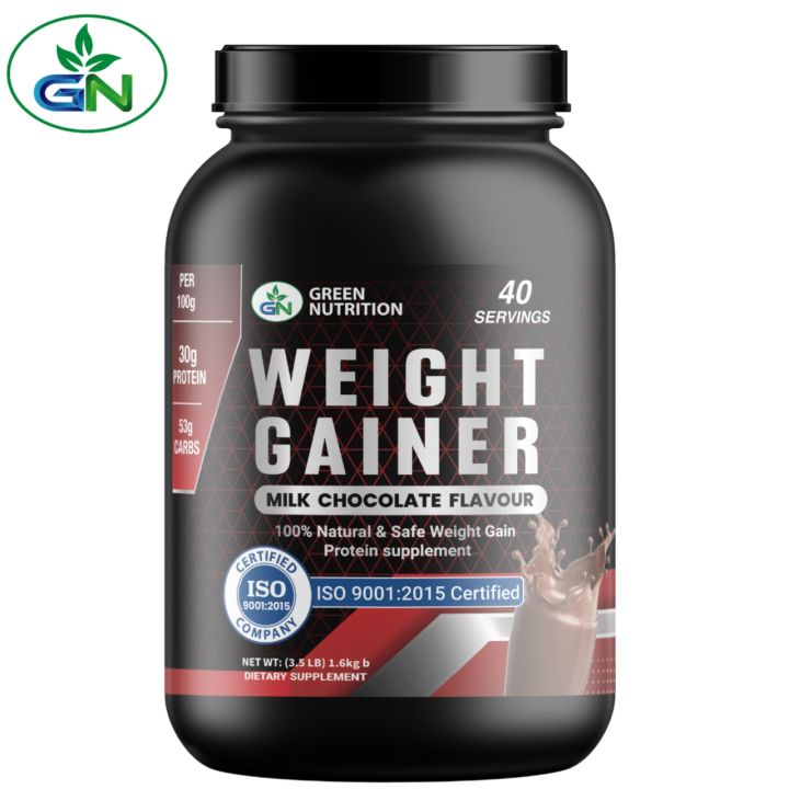 GN Weight Gainer 1.6kg- Most Effective 100% Natural & Safe Weight Gain Protein Supplement,  Instant Nutrition Drink Mix For Men & Women, Weight Gainer & Recovery- Milk Chocolate Flavor, 40 Servings. (BSTI Reg No: 757) ( ISO 9001: 2015 Certified)