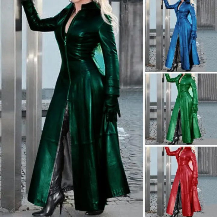 Solid%20Color%20Stand%20Collar%20Coat%20Stylish%20Cyberpunk%20Faux%20Leather%20Jacket%20with%20Stand%20Collar%20Zipper%20Placket%20for%20Women%20Trendy%20for%20Autumn%20-%20Image%206