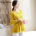Floral Chiffon Blouse Women Summer Korean Ruffle Peplum Top Ladies 2020 Elegant Plus Size Office Shirt Female Camisas Femininas.