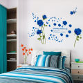 Home decor bedroom self adhesive 3d wall paper blue roses wall stickers. 