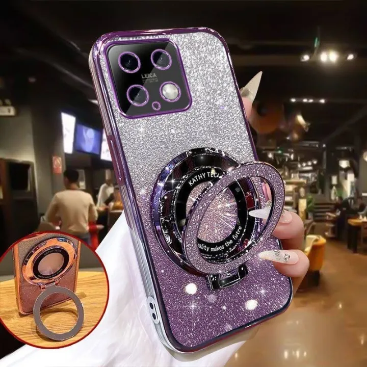 Phone%20case%20For%20Xiaomi%2014%20/%2014%20Ultra%20Back%20cover%20with%20Stand%20Holder%20Luxury%20Shiny%20Gradient%20Plating%20Glitter%20Girls%20Slim%20Phone%20Case%20Clear%20Soft%20Silicone%20Protective%20Cases%20Pouch%20Women%20-%20Image%202