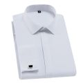 Quality Men's Classic French Cuff Formal Party Wedding Dress Shirts White Long Sleeve No Pocket Tuxedo Male Shirt with Cufflinks. 