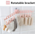 Rotate Cloth Hanger with clips bra Socks Drying Rack wall mount foldable clothes drying laundry rack bathroom organizer Punch-free. 