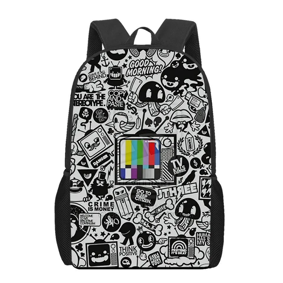 Anime Graffiti Sticker Pattern School Bag for Children Girls Boys