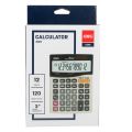 Deli E1629 Metal Surface Tax Calculator Dark Gray 12 Digit Battery and Solar Dual Power.