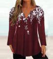 Cute Long Sleeve Floral Print Deep V Neck Tops for Women Hot Selling Trendy T Shirts.