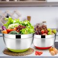 5Pcs Stainless Steel Mixing Bowls 18-26cm Diameter Metal Nesting Bowls with Colorful Airtight Lids Non-Slip Bottoms. 