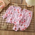 2023 New Summer Children Clothing Baby Home Clothes Set Long Sleeved Boys Girls Pajamas Thin Section Kids Pajamas Clothes.