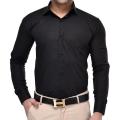 Black Cotton Long Sleeve Casual Shirt For Men.