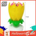 HelloWorld Birthday Candle Solid Paraffin Blossoming Birthday Cake Electronic Lotus Candle.