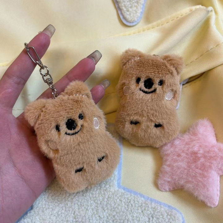 New Cute Plush Kangaroo Keychain Toy Stuffed Animal Koala Doll Toys Imitation Rabbit Fur Fluffy Backpack Bag Pendant Girl Gifts ANLAN