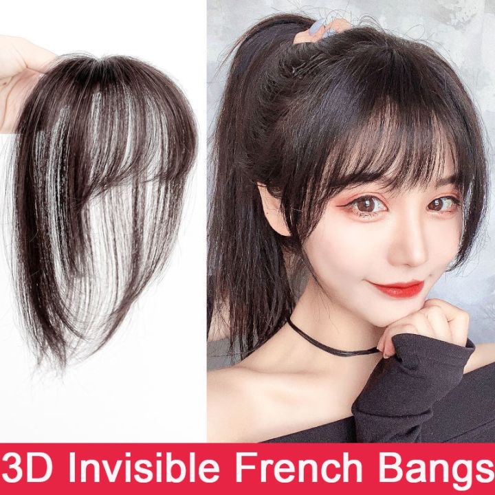 Fashion Girl Wig Bangs Front Fringe Bangs Invisible Seamless Hairpieces for Women Synthetic Bangs Clip In Bangs Extensions Bald Hair Replacement Hair Blocks