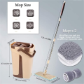 Hand Free Easy Use Self-Washed Magic Flat Mop For Floor Cleaning Microfiber Flat Mop_(Bucket + Mop Handle+ 2PC Mop Pads). 