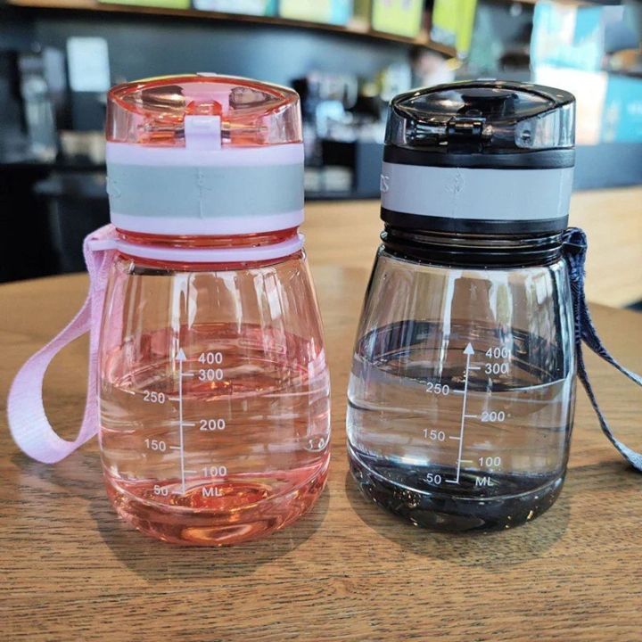 400ml Mini Big Belly Cup Plastic Water Bottle with Straws Sports Water Bottle Portable Leakproof Water Cup Student Girl Gift