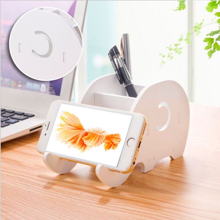 Elephant%20Wood%20Pencil%20Pen%20Holder%20Phone%20Stand%20Office%20Desk%20Bracket%20Storage%20Rack%20Stationery%20Organizer%20(White)%20-%20Pencil%20Bag%20-%20Image%204